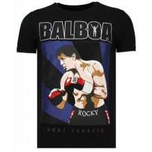 Balboa Rocky Rhinestone - Herr T-Shirt Svart