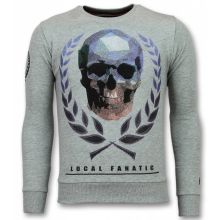 Skalle Keps Rhinestone Sweater - Tröjor Män Grå