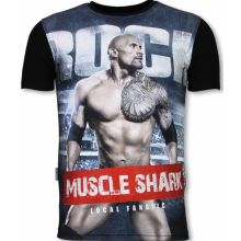 Muscle Shark Rock Rhinestone - Herr T-Shirt Svart