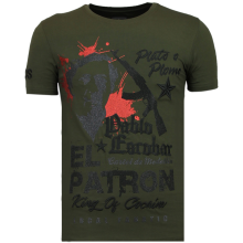 El Patron Pablo Rhinestone - Herr T-Shirt Khaki