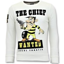 Strass Sweater Män - Chief Wanted Tröja - Vit