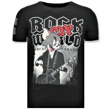Rolig T-tröja Män - Rock My World Cat Svart