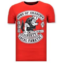 Män T Skjorta Med Tryck - Sons Of Anarchy Print - Röd