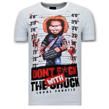 Män T-Shirt Tryck - Bloody Chucky Angry - Vit