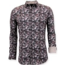 Män Slim Fit Blouse - Digitaltryck Brun