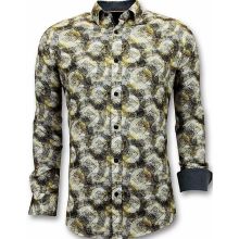 Män Shirts Med Digital Print - Slim FiT-Shirt Gul