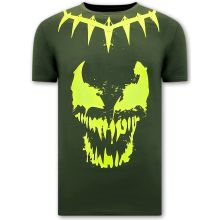 T-Shirt Med Tryck Venom Face Neon - Grön