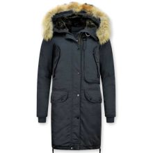 Parka Damer - Quilted Jacka Vinterjacka Blå