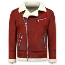 Shearling Jacket Herr - Med Päls - Röd
