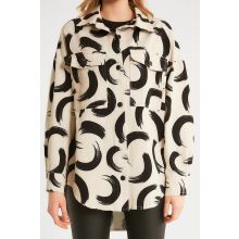 Damjacka Med Oversized Print - D - Beige