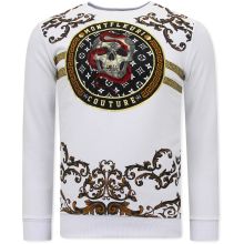 Snake Skull Tröja Med Tryck På Ryggen Vit