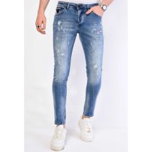 Trasiga Jeans Kille Slim Fit - Bla