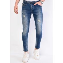 Jeans Met Gerafeld Effect Slim Fit - Bla