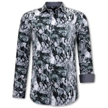 Djurtryck Slim Fit Skjorta Herr Grå