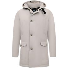 Beige Jacka Herr Med Huva