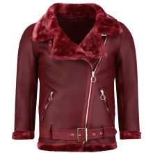 Shearling Jacka Dam - Jacka Med Fuskpälskrage - Bordeaux