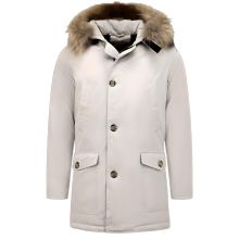 Parkas Vinterjackor Herr Med Äkta Pälskrage - Beige