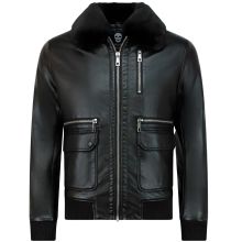 Pilotjacka Skinn Herr - Faux Leather Jacket - Svart