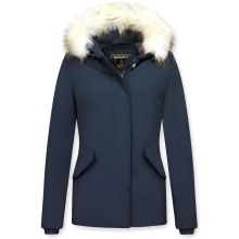 Damer Trendig Fur Coat - Wooly Jacka Kort Blå