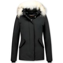 Trendig Damer Fur Coat - Wooly Jacka Kort Svart