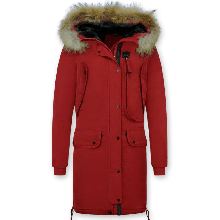 Parka Damer - Vinterjacka Quilted Jacka Röd