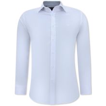 A Skjortor För Män - Blus Med Slim Fit Passform Och Stretch - Vit