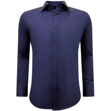 A Satängskjortor För Män Slim Fit - Marinblå