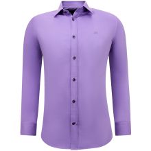 Formell Satängskjorta För Män Slim Fit - Lila