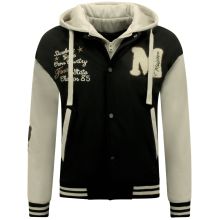 Baseball Jacka Classic Oversized Med Huva -- Svart