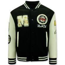 Vintage Varsity Baseball Oversized Jacka För Herrar - Svart