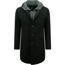 Svart Tailored Kappa För Män Med Huva