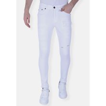 Vita Slim Fit Herrjeans Med Revor - Vit