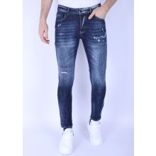 Rippade Jeans För Män Slim Fit - Blå