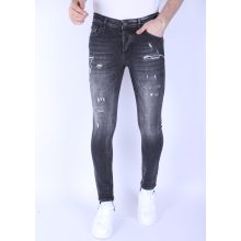 Jeans För Män Med Rips Slim Fit - Grå