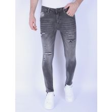 Stentvättade Slim-Fit Herrjeans Med Stretch - Grå