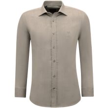 Herrskjortor Långärmade Enfärgade Oxford Slim Fit - BrunGrå