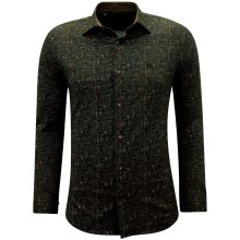 Skjortor För Män Långärmad Med Tryck Slim Fit Brun