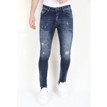 Slim Fit-jeans Med Färgstänk För Män -MM- Blå