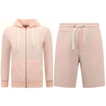 Hoodie Herr Med Dragkedja - Joggingshorts Herr - SET - Rosa