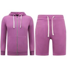 Hoodie Med Dragkedja För Män - A Joggingbyxor För Män - SET - Lila