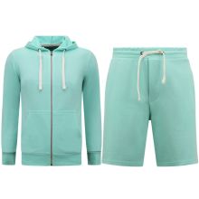 Hoodie Med Dragkedja För Män - Joggingbyxor För Män - SET - Mintgrön