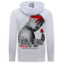 Tupac Hoodie För Män - Thug Life - Vit