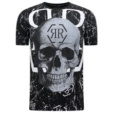 Skull - T-Shirt Med Rhinestone Svart
