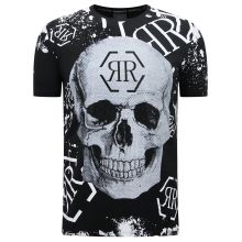 Skull - T-Shirt Med Rhinestone Svart