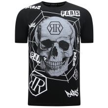 Skull - T-Shirt Med Rhinestone Svart