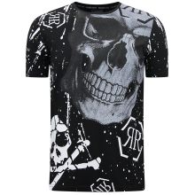 Skull - T-Shirt Med Rhinestone Svart
