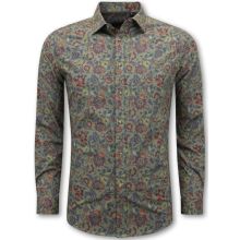 Skjortor Herr Långärmad - Blus Herr Slim Fit - Grön