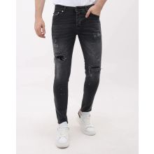 Jeans För Män Slim Fit-jeans Med Färgstänk - MM-S- - Grå