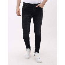 Jeans Med Rips Slim Fit För Män - MM-S- - Svart