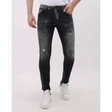 Ripped Jeans Herr Slim Fit Med Stretch - MM-S- - Grå